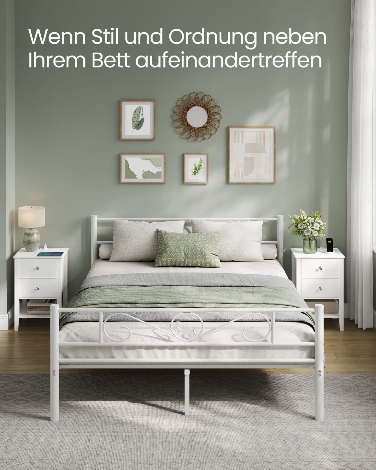 VASAGLE Bamboo Bedside Table with Charging Function, 2 Drawers, Open Shelf, 2 USB-A Ports, 2 AC Ports, Minimalist for Living Room, Bedroom, Sofa, Cloud White LET623W02 7 VASAGLE Bamboo Bedside Table with Charging Function, 2 Drawers, Open Shelf, 2 USB-A Ports, 2 AC Ports, Minimalist for Living Room, Bedroom, Sofa, Cloud White LET623W02 - Billede 7