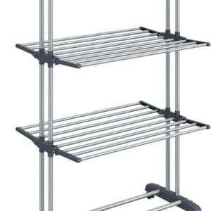 Tørrestativ med 4-lags foldbar vinge, med hjul 63,5 x 128 x 173 cm Grå