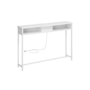 Konsolbord med stikkontakter, sidebord med 2 rum, 25 x 120 x 81 cm, Snehvid