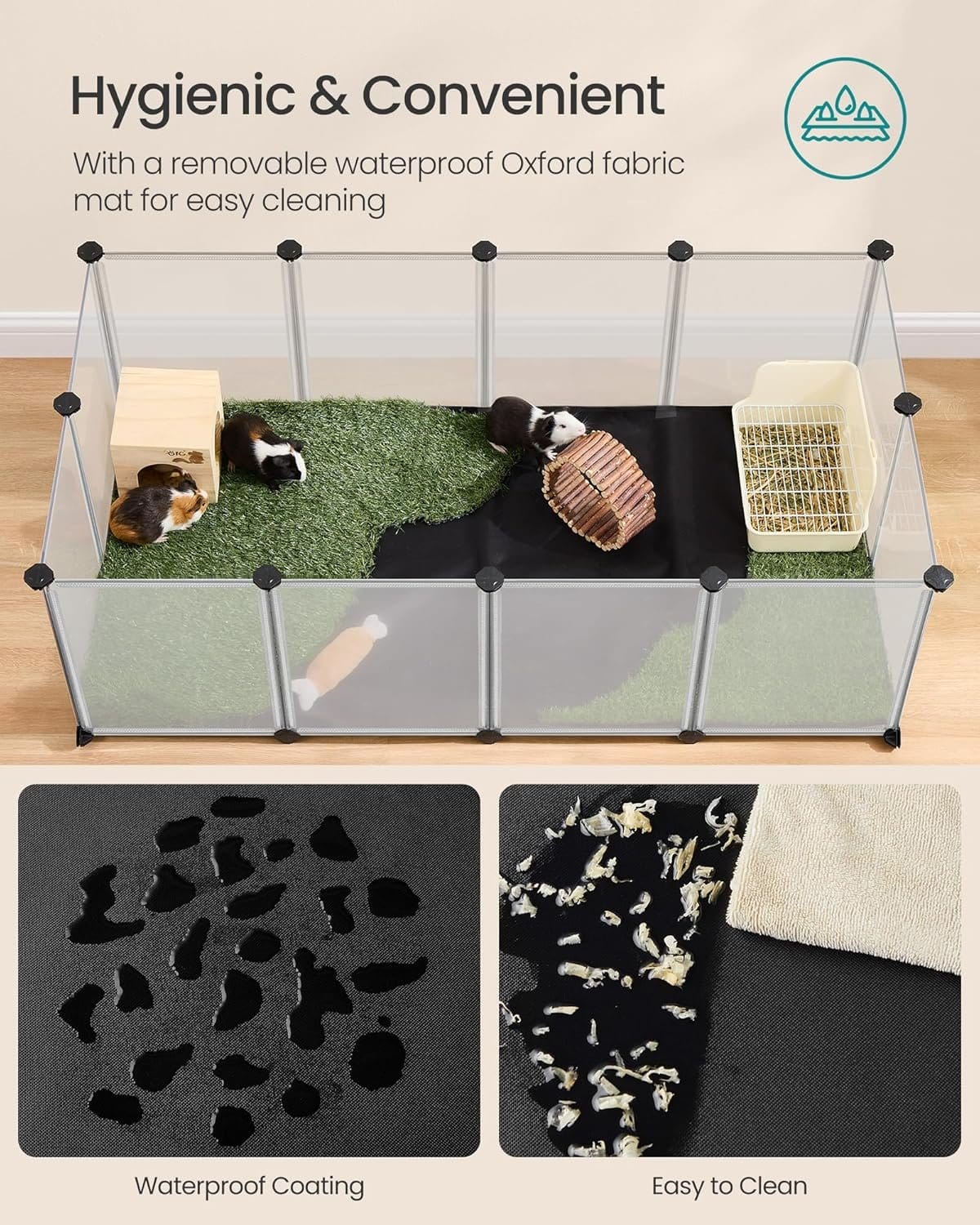 Kæledyrskravlegård med gulv, indhegning til små dyr, 143 x 73 x 46 cm, hvid 4 Kæledyrskravlegård med gulv, indhegning til små dyr, 143 x 73 x 46 cm, hvid - Billede 4