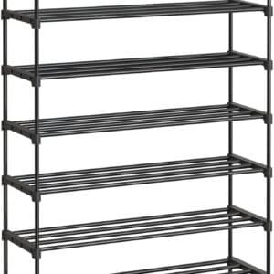 10-etagers skohylde, slank, opbevaringsmetal, pladsbesparende, 30 x 94 x 206 cm sort