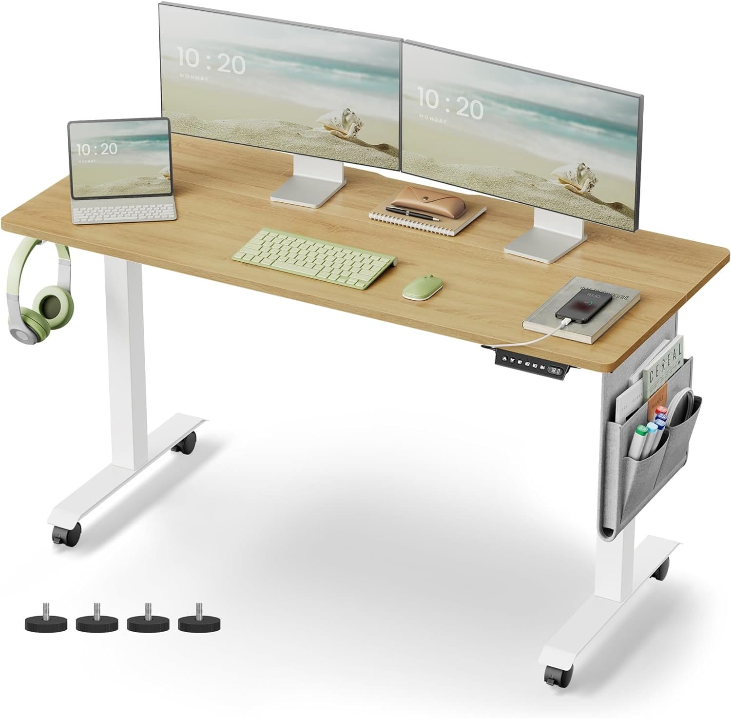 VASAGLE LSD172X01 Height-adjustable desk electric, particle board, steel, Oxford fabric, vintage brown, 120 cm 1 VASAGLE LSD172X01 Height-adjustable desk electric, particle board, steel, Oxford fabric, vintage brown, 120 cm