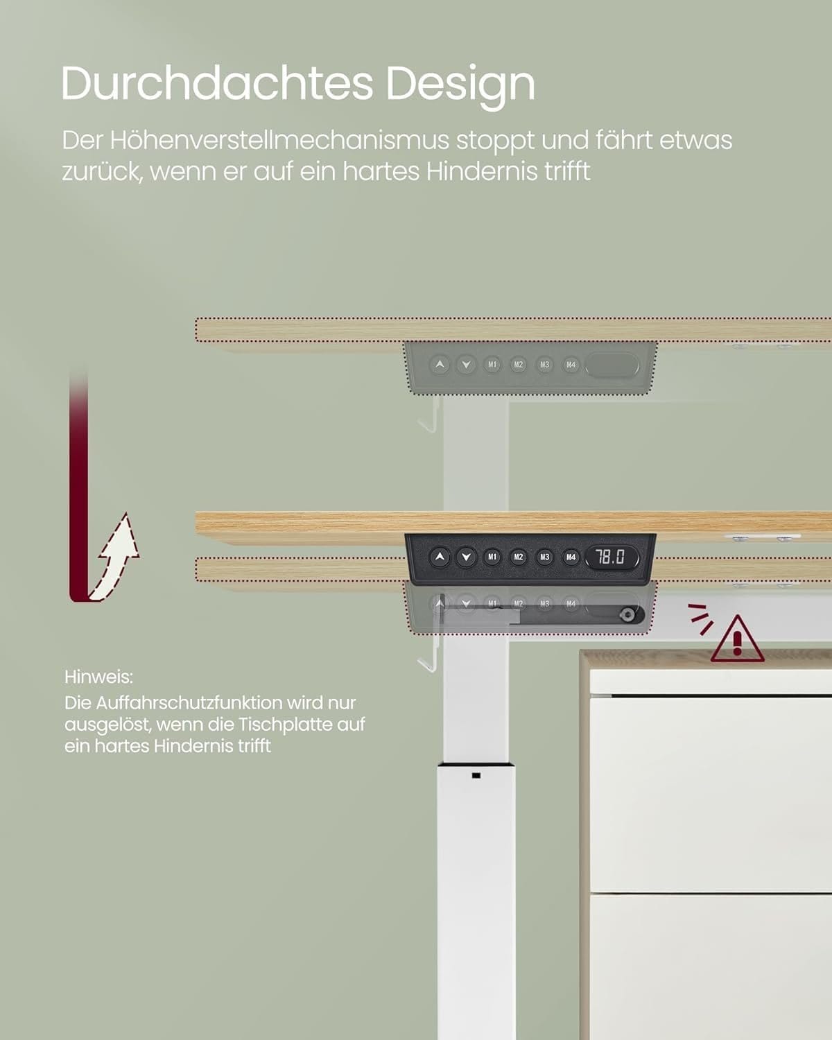 VASAGLE LSD172X01 Height-adjustable desk electric, particle board, steel, Oxford fabric, vintage brown, 120 cm 7 VASAGLE LSD172X01 Height-adjustable desk electric, particle board, steel, Oxford fabric, vintage brown, 120 cm - Billede 7