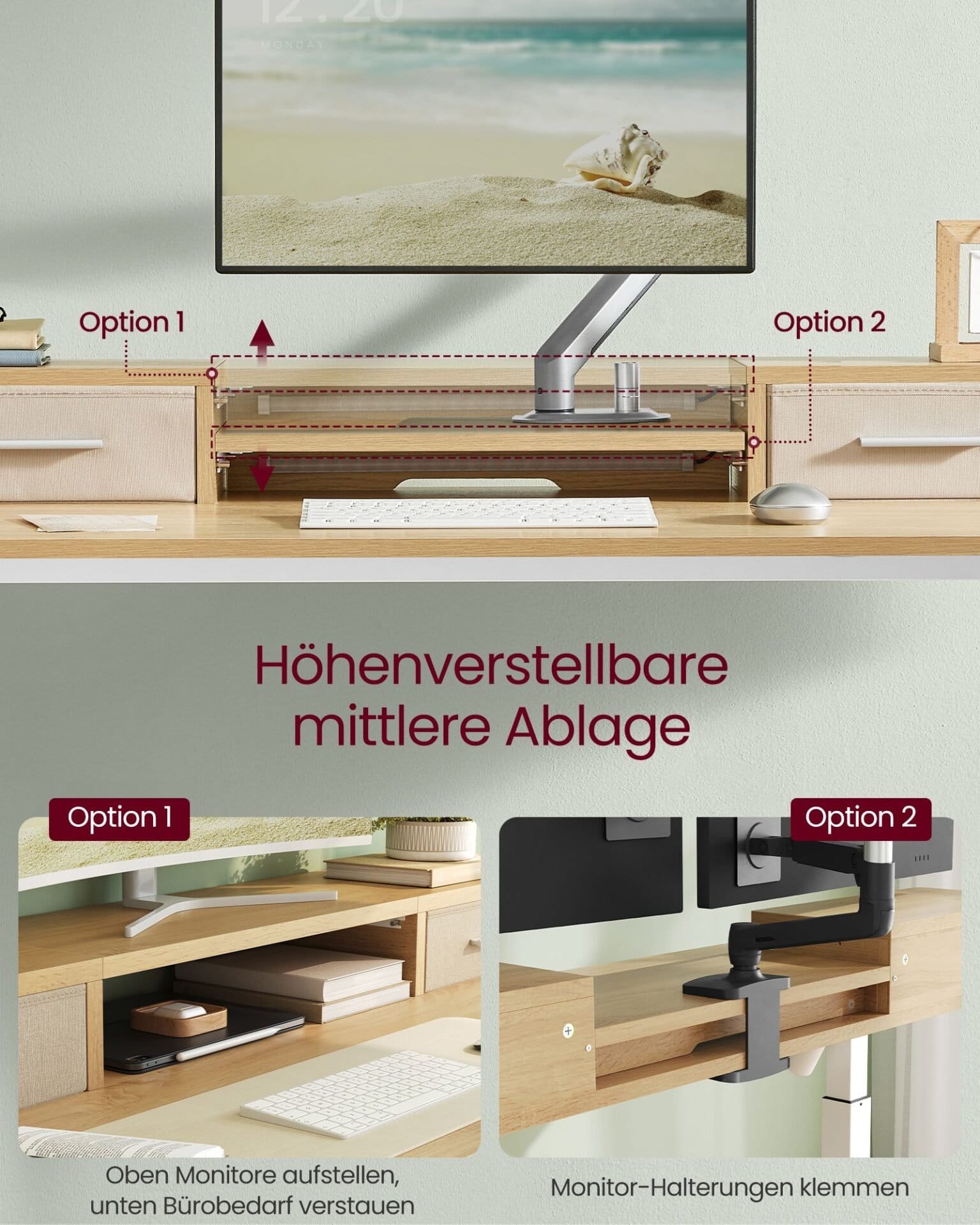VASAGLE LSD176X01 Height Adjustable Electric Desk Chipboard Steel Oxford Fabric Vintage Brown 160cm 3 VASAGLE LSD176X01 Height Adjustable Electric Desk Chipboard Steel Oxford Fabric Vintage Brown 160cm - Billede 3