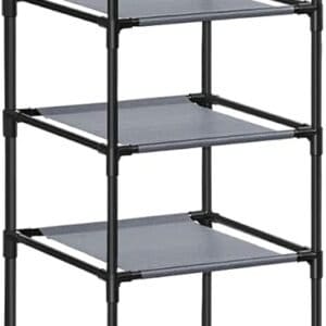 10-etagers skohylde, skostativ, 33 x 33 x 173 cm, metalramme, grå