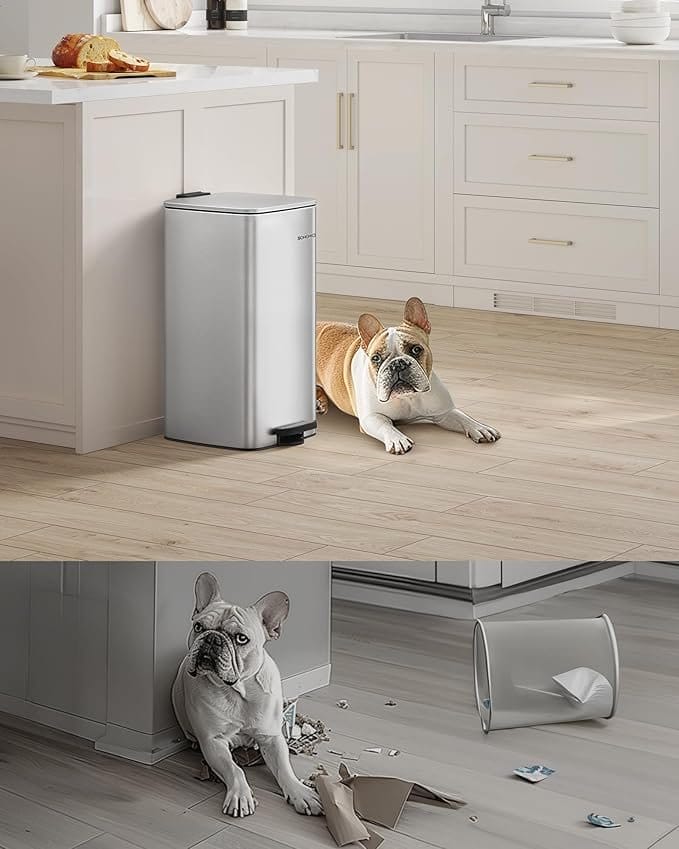 SONGMICS LTB593E01 30 Litre Steel Pedal Bin with Inner Bucket, Soft Close and Hold Open, Metallic Silver LTB593E01 3 SONGMICS LTB593E01 30 Litre Steel Pedal Bin with Inner Bucket, Soft Close and Hold Open, Metallic Silver LTB593E01 - Billede 3