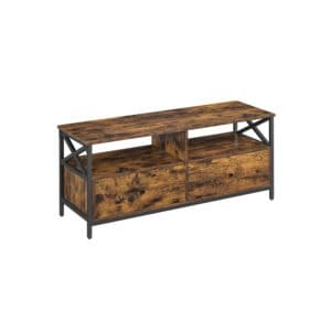 TV-skab, TV-møbel til 55-tommer TV, 2 opbevaringshylder, 120 x 40 x 50 cm, brun og sort