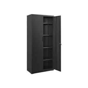SONGMICS OMC015B01 Steel Office Storage Cabinet with 4 Shelves Double Doors Lock Tool Cabinet Adjustable Shelves for Garage Office Black