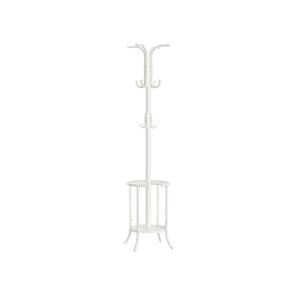 SONGMICS Coat Rack Freestanding, Coat Stand with Umbrella Holder, 12 Hooks, Metal, 175 cm Tall, for Entryway, Hallway, Living Room, Bedroom, Pearl White RCR011W01