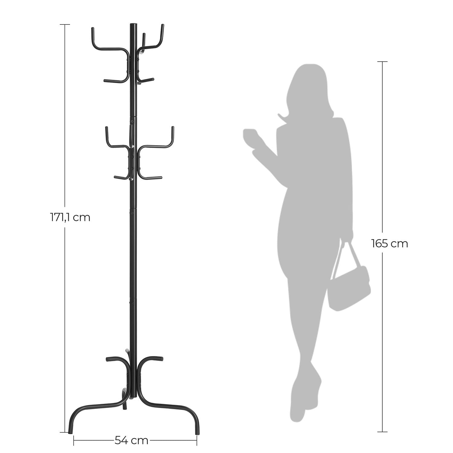 SONGMICS Coat Rack, Freestanding Metal Coat Tree with 6 Hooks, for Coats, Hats, Bags, 54 x 54 x 171.1 cm, Black RCR029B01 6 SONGMICS Coat Rack, Freestanding Metal Coat Tree with 6 Hooks, for Coats, Hats, Bags, 54 x 54 x 171.1 cm, Black RCR029B01 - Billede 6