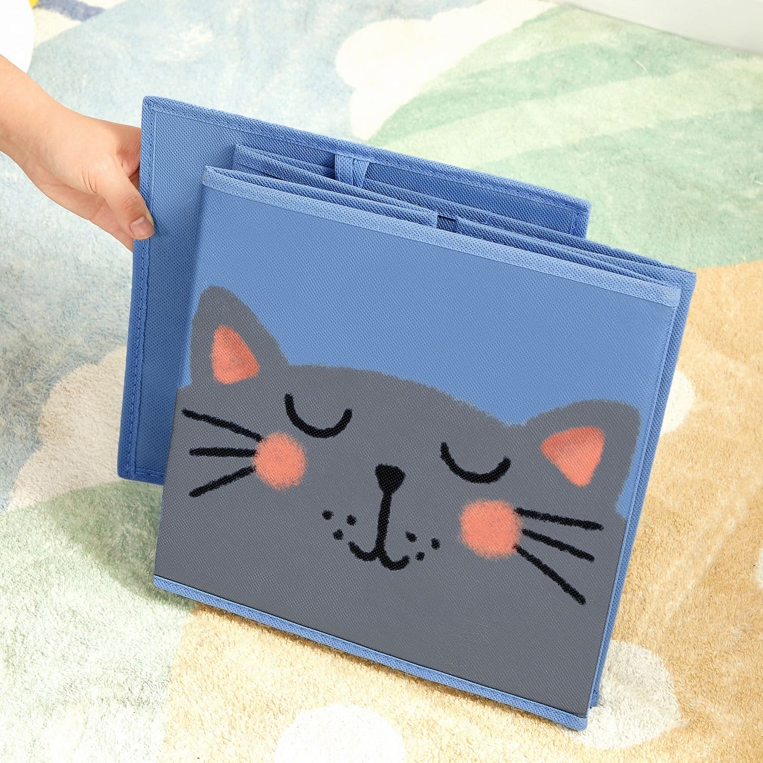 SONGMICS Kids Storage Organisers, Set of 3, Stackable Toy Organiser Boxes, Folding Organisers with Handles, Magnetic Lid, for Kid’s Room, Playroom, Animal Theme, Pink, Blue, Green and Grey RFB760P01 6 SONGMICS Kids Storage Organisers, Set of 3, Stackable Toy Organiser Boxes, Folding Organisers with Handles, Magnetic Lid, for Kid’s Room, Playroom, Animal Theme, Pink, Blue, Green and Grey RFB760P01 - Billede 6