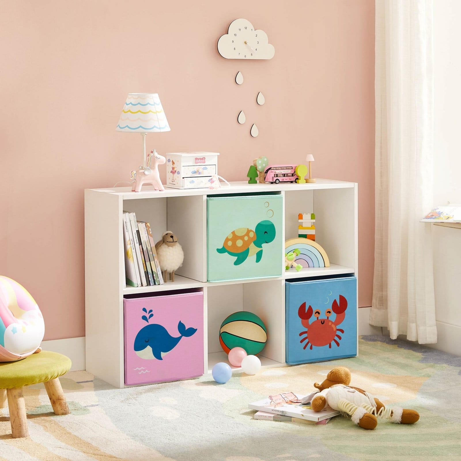 SONGMICS Storage Boxes, Set of 3, Toy Organiser Boxes, Foldable Storage Cubes with Handles, for Kid’s Room, Playroom, Bedroom, 30 x 30 x 30 cm, Animal Theme, Blue, Green and Pink RFB075P01 3 SONGMICS Storage Boxes, Set of 3, Toy Organiser Boxes, Foldable Storage Cubes with Handles, for Kid’s Room, Playroom, Bedroom, 30 x 30 x 30 cm, Animal Theme, Blue, Green and Pink RFB075P01 - Billede 3