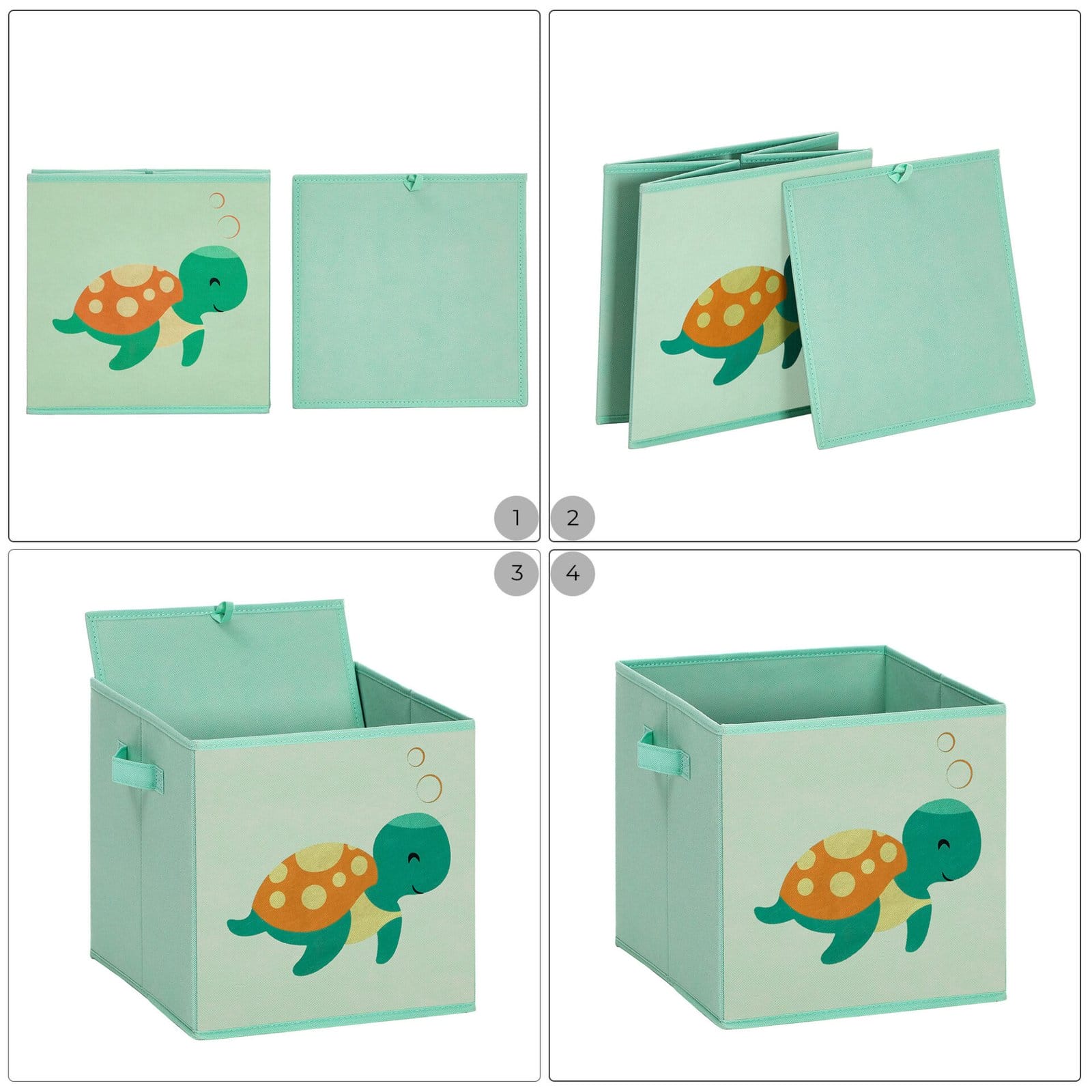 SONGMICS Storage Boxes, Set of 3, Toy Organiser Boxes, Foldable Storage Cubes with Handles, for Kid’s Room, Playroom, Bedroom, 30 x 30 x 30 cm, Animal Theme, Blue, Green and Pink RFB075P01 7 SONGMICS Storage Boxes, Set of 3, Toy Organiser Boxes, Foldable Storage Cubes with Handles, for Kid’s Room, Playroom, Bedroom, 30 x 30 x 30 cm, Animal Theme, Blue, Green and Pink RFB075P01 - Billede 7