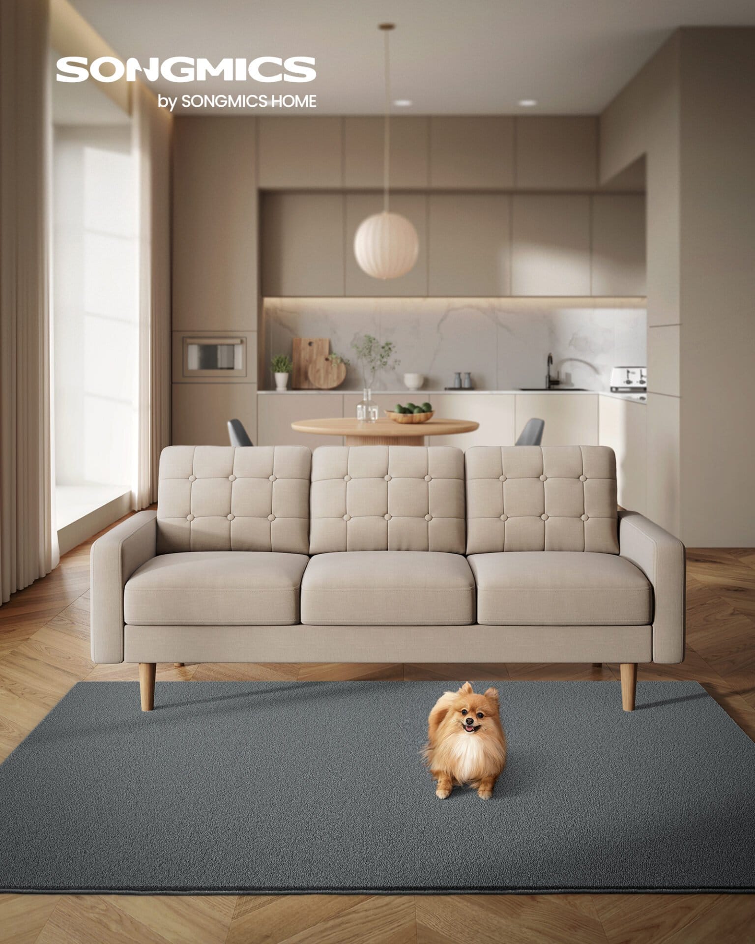 SONGMICS Rug, 160 x 230 cm, Non-Slip Rug, Home Decor, for Living Room, Bedroom, Nursery, Machine Washable, Modern Style, Dove Gray TAR013G01 2 SONGMICS Rug, 160 x 230 cm, Non-Slip Rug, Home Decor, for Living Room, Bedroom, Nursery, Machine Washable, Modern Style, Dove Gray TAR013G01 - Billede 2