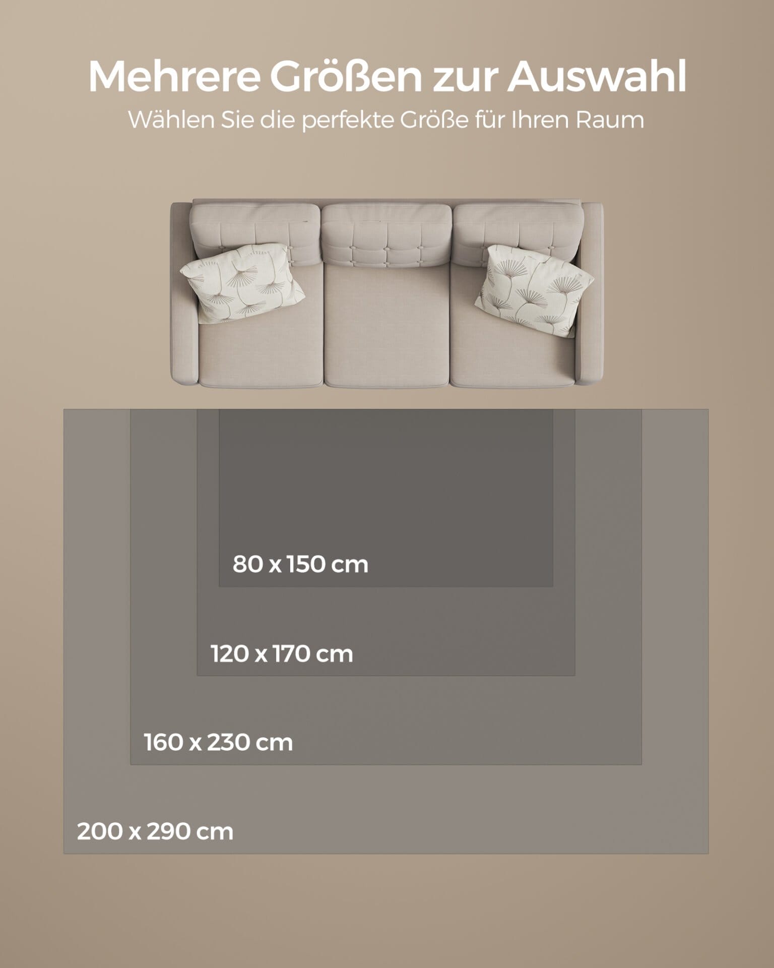 SONGMICS Rug, 160 x 230 cm, Non-Slip Rug, Home Decor, for Living Room, Bedroom, Nursery, Machine Washable, Modern Style, Dove Gray TAR013G01 7 SONGMICS Rug, 160 x 230 cm, Non-Slip Rug, Home Decor, for Living Room, Bedroom, Nursery, Machine Washable, Modern Style, Dove Gray TAR013G01 - Billede 7