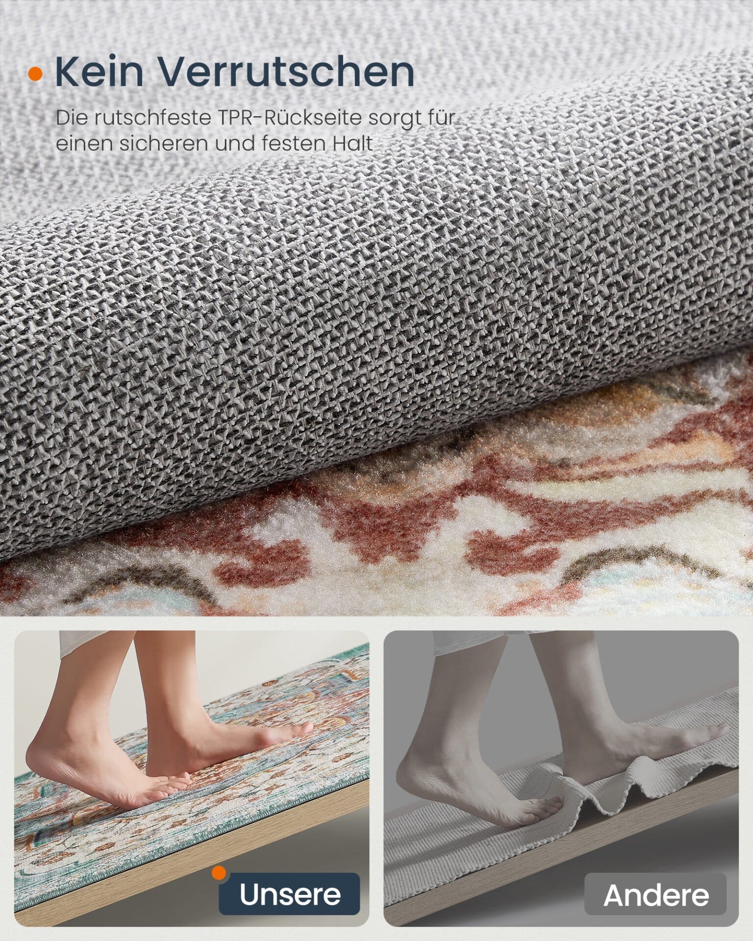 Tæppe, 120 x 170 cm tæppe til soveværelse, stuetæppe, skridsikkert tæppe, Cappuccino Beige 6 Tæppe, 120 x 170 cm tæppe til soveværelse, stuetæppe, skridsikkert tæppe, Cappuccino Beige - Billede 6