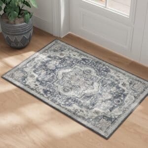 SONGMICS HOME Area Rug 160 x 230 cm Living Room Rug Non-Slip Rug Traditional Vintage Style Living Room Kitchen Hallway Dining Room Machine Washable Dove Grey TAR033G01