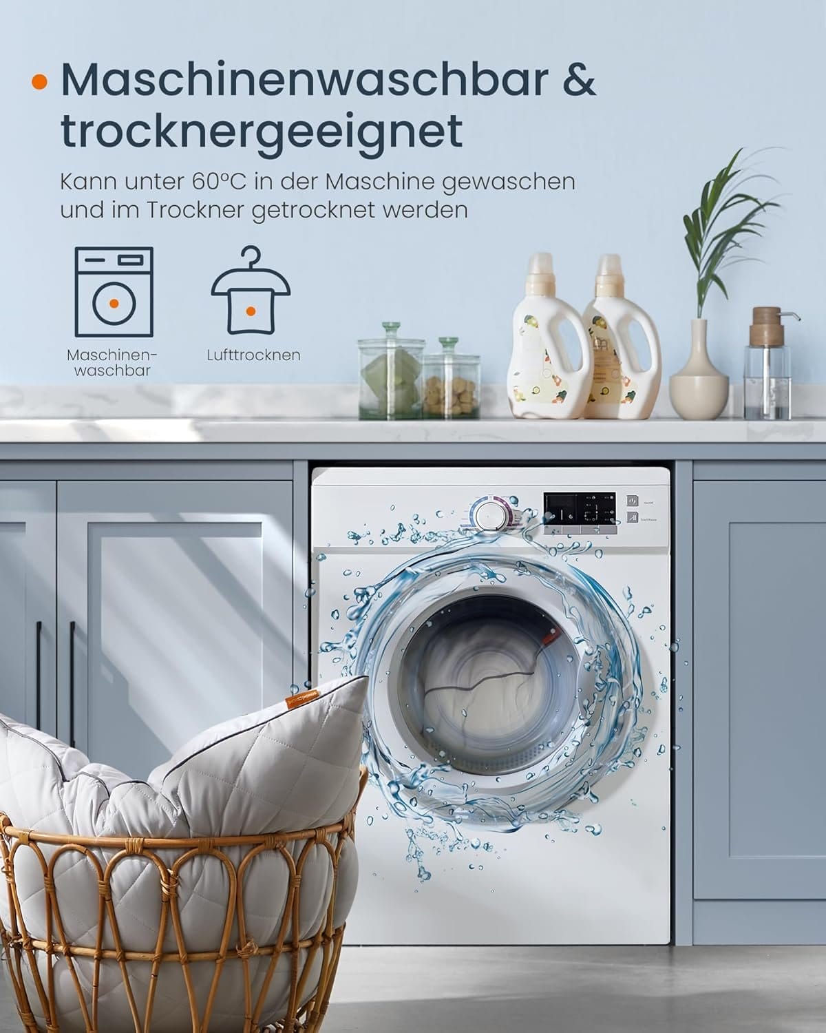 Sæt med 2 puder, vendbare 80 x 80 cm, kølende blødt betræk, 1200 g fyld, duegrå 6 Sæt med 2 puder, vendbare 80 x 80 cm, kølende blødt betræk, 1200 g fyld, duegrå - Billede 6