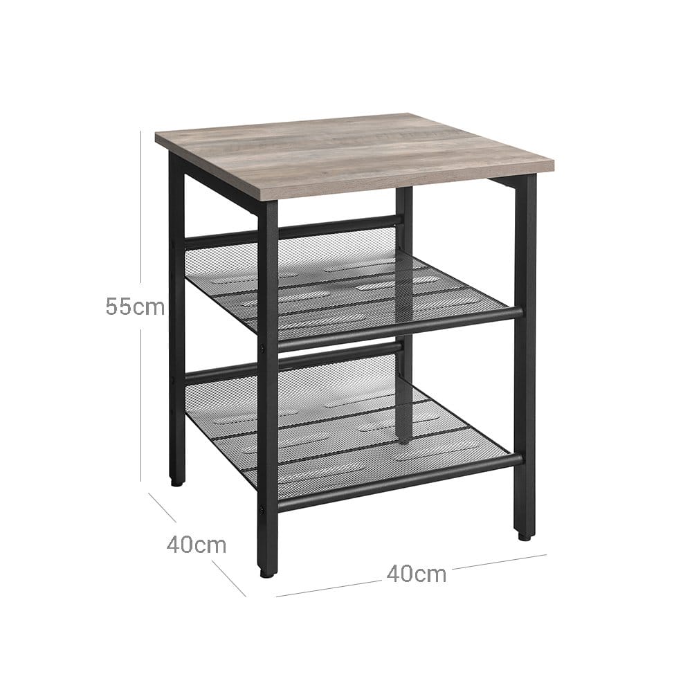 VASAGLE Side Table Set, Nightstand, Set of 2 Industrial Bedside Tables, with Adjustable Mesh Shelves, Living Room, Bedroom, Hallway, Office, Stable, Greige and Black LET024B02 7 VASAGLE Side Table Set, Nightstand, Set of 2 Industrial Bedside Tables, with Adjustable Mesh Shelves, Living Room, Bedroom, Hallway, Office, Stable, Greige and Black LET024B02 - Billede 7