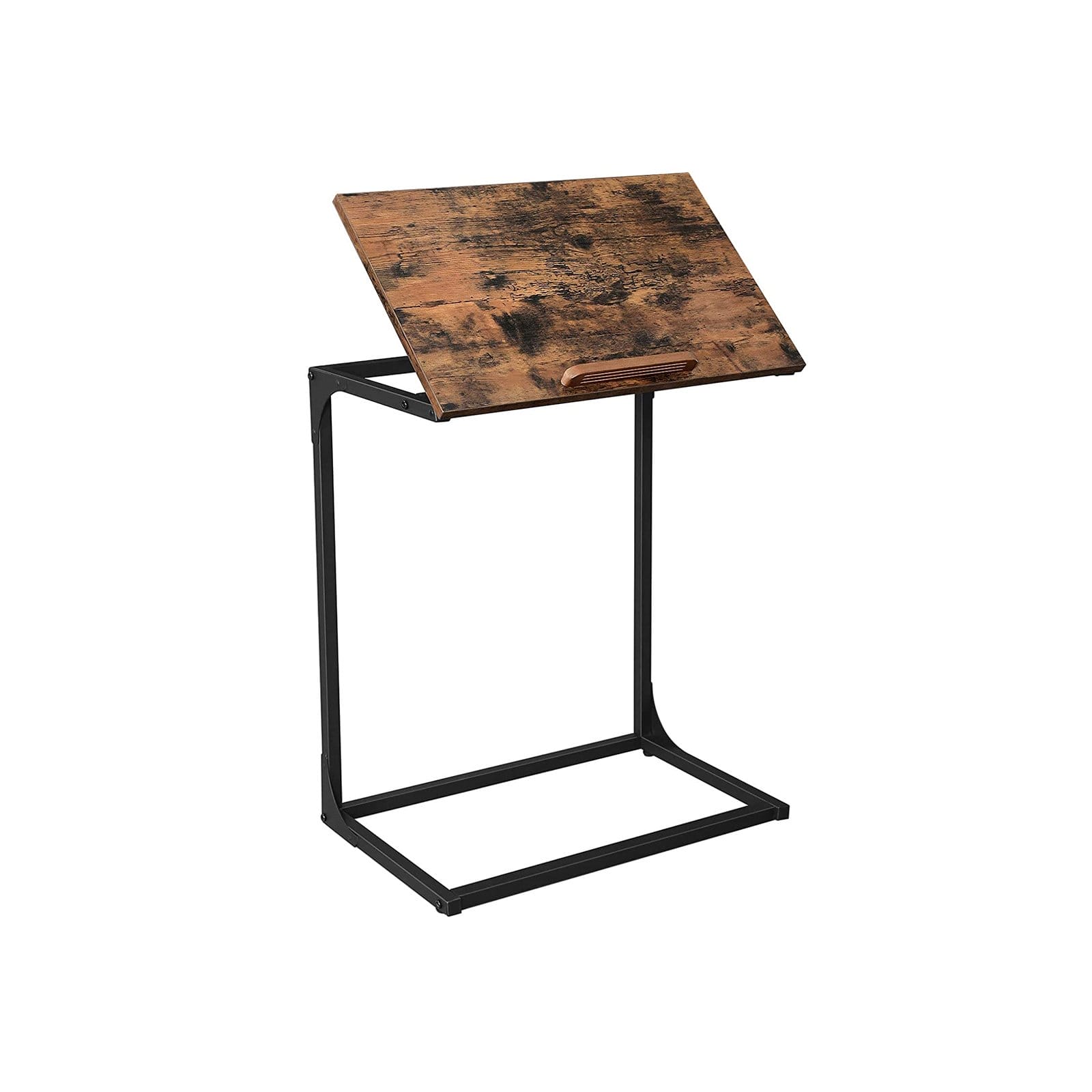 VASAGLE Sofa Side Table, Laptop Table with Tilting Top, Heavy Duty Steel Frame, for Living Room, Easy To Assemble, Industrial Style, Rustic Brown and Black LNT057B01 1 VASAGLE Sofa Side Table, Laptop Table with Tilting Top, Heavy Duty Steel Frame, for Living Room, Easy To Assemble, Industrial Style, Rustic Brown and Black LNT057B01