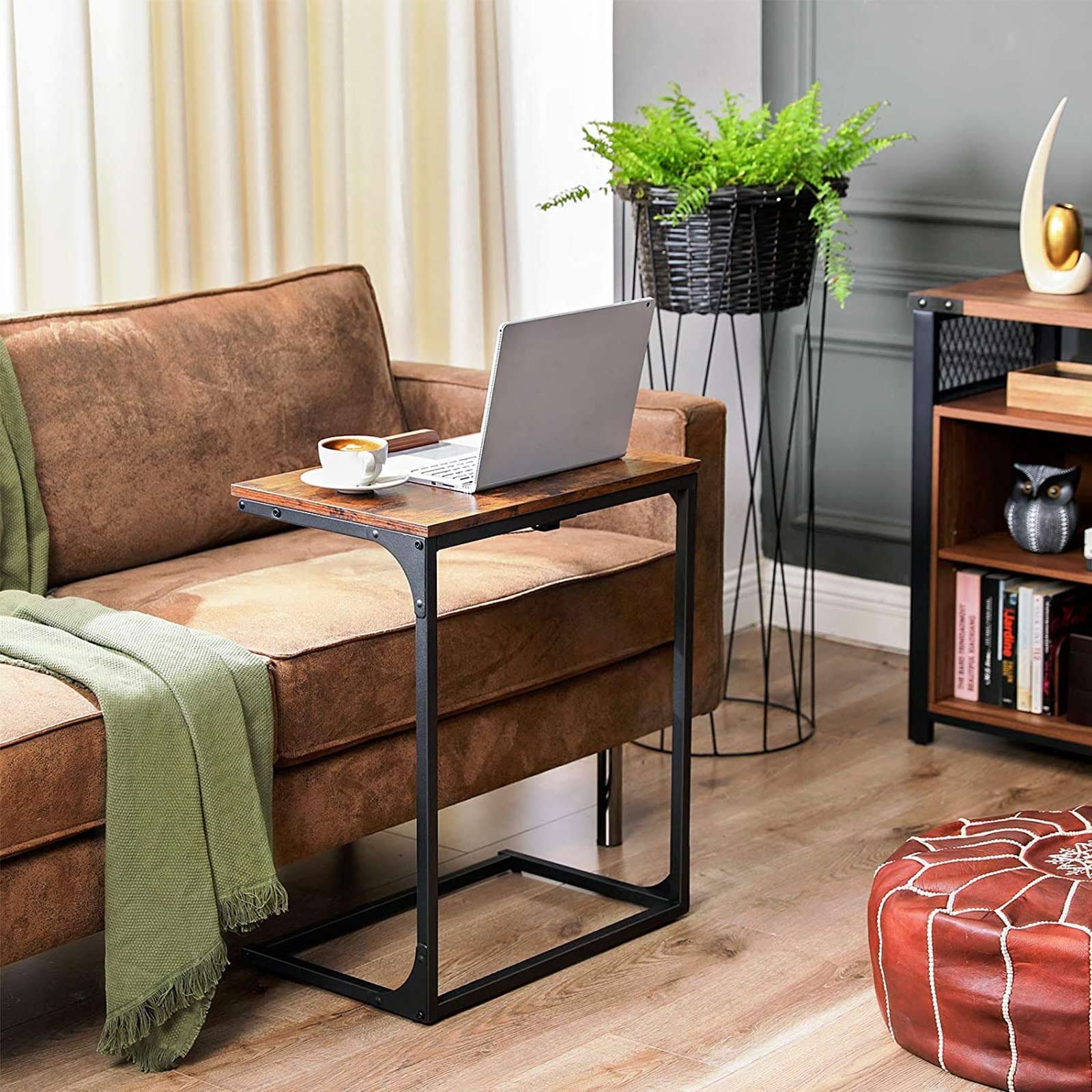 VASAGLE Sofa Side Table, Laptop Table with Tilting Top, Heavy Duty Steel Frame, for Living Room, Easy To Assemble, Industrial Style, Rustic Brown and Black LNT057B01 2 VASAGLE Sofa Side Table, Laptop Table with Tilting Top, Heavy Duty Steel Frame, for Living Room, Easy To Assemble, Industrial Style, Rustic Brown and Black LNT057B01 - Billede 2