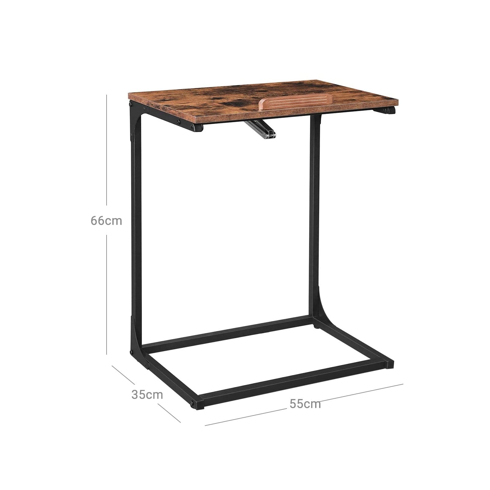 VASAGLE Sofa Side Table, Laptop Table with Tilting Top, Heavy Duty Steel Frame, for Living Room, Easy To Assemble, Industrial Style, Rustic Brown and Black LNT057B01 7 VASAGLE Sofa Side Table, Laptop Table with Tilting Top, Heavy Duty Steel Frame, for Living Room, Easy To Assemble, Industrial Style, Rustic Brown and Black LNT057B01 - Billede 7