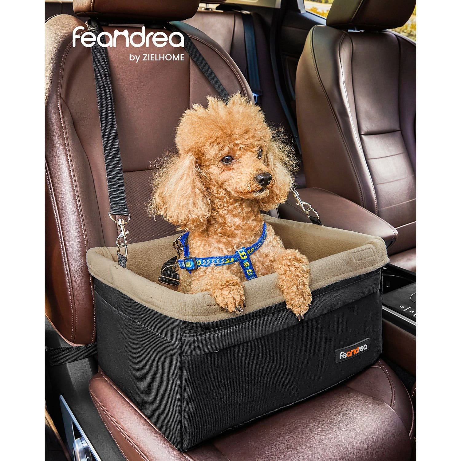 FEANDREA PBS042B01 Dog Car Seat for Small Dogs Black / Beige 2 FEANDREA PBS042B01 Dog Car Seat for Small Dogs Black / Beige - Billede 2