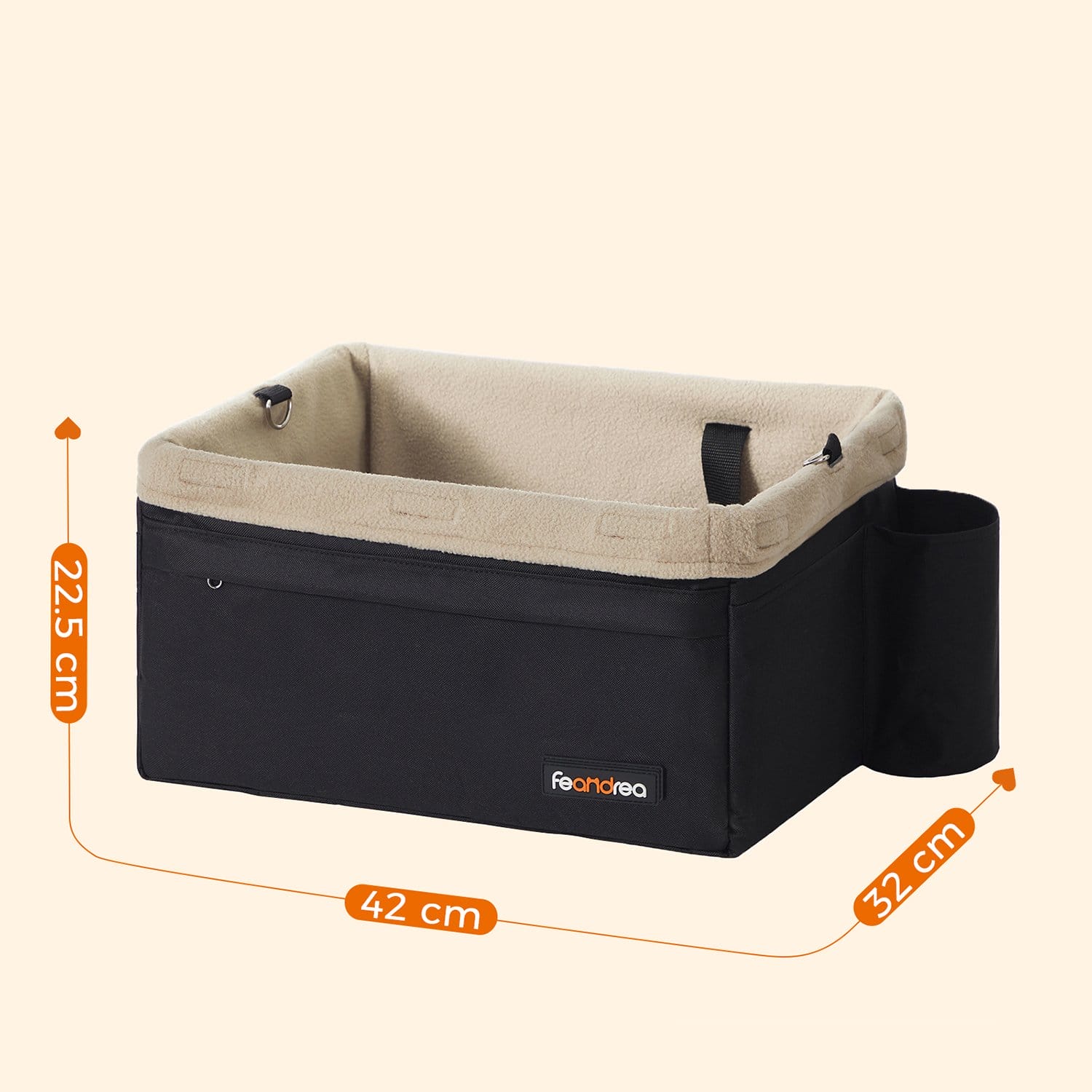 FEANDREA PBS042B01 Dog Car Seat for Small Dogs Black / Beige 3 FEANDREA PBS042B01 Dog Car Seat for Small Dogs Black / Beige - Billede 3