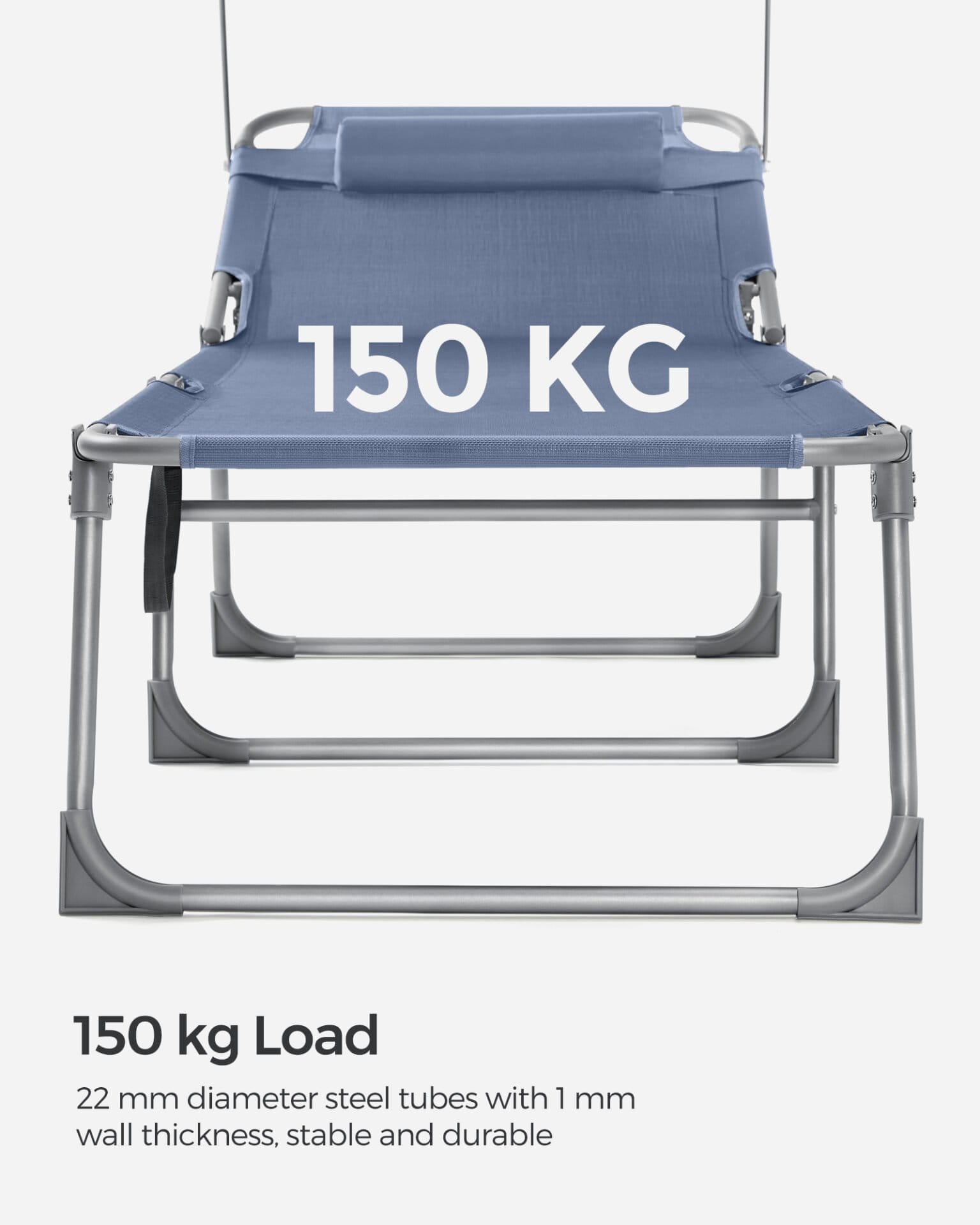 Liggestol, foldbar liggestol, solseng, 193 x 53 x 29 cm, blå 5 Liggestol, foldbar liggestol, solseng, 193 x 53 x 29 cm, blå - Billede 5