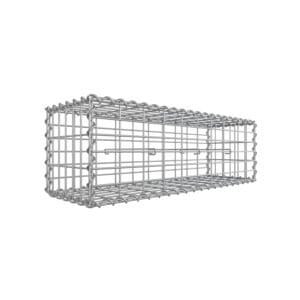 Metal gabionbur med 5 x 10 cm net til sten, galvaniseret, vægskillevæg, 100 x 30 x 30 cm, sølv