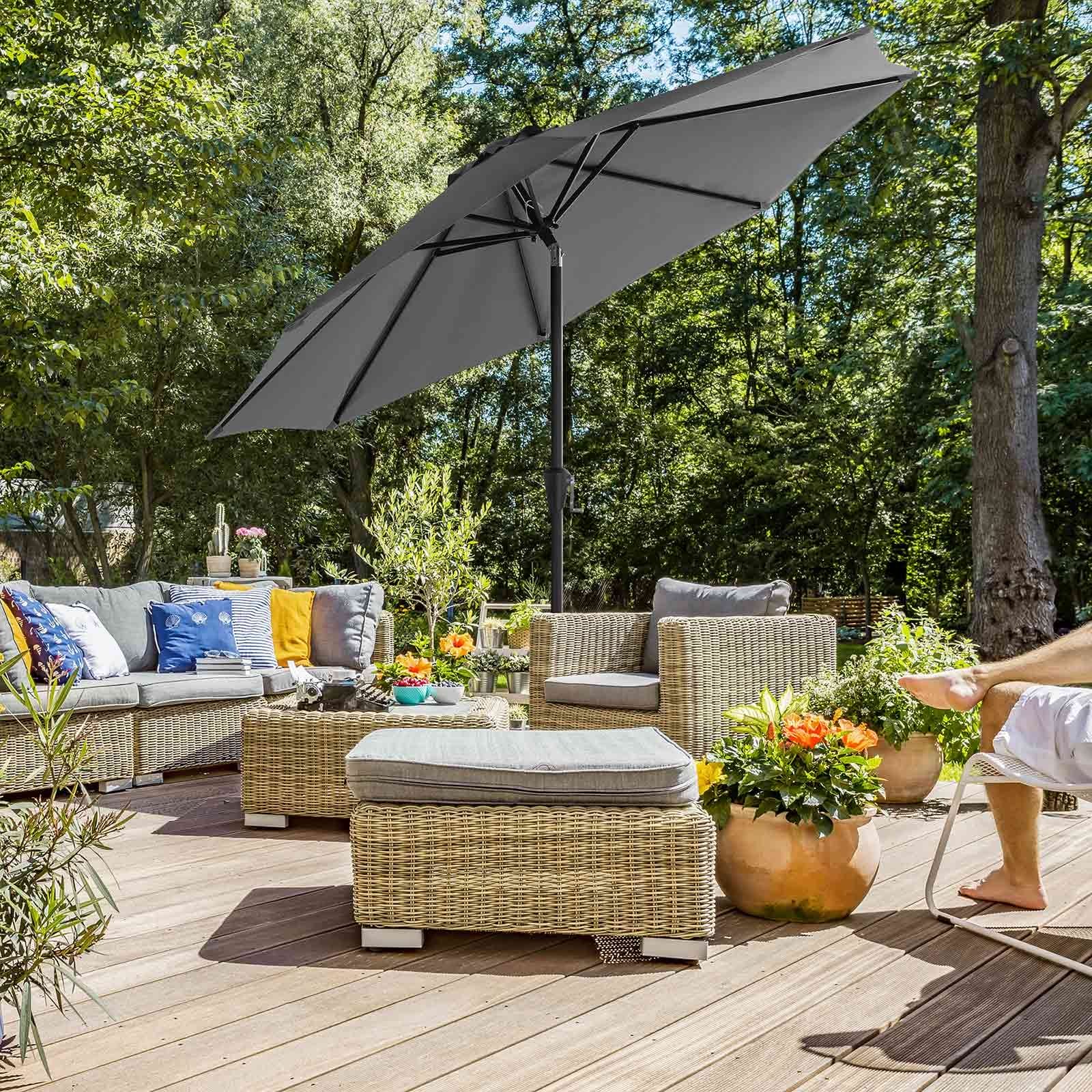 SONGMICS 290 cm Garden Parasol Umbrella, UPF 50+, Sun Shade, 30° Tilt in 2 Directions, Crank Handle for Opening and Closing, for Outdoor Gardens Pool Balcony Patio, Base Not Included, Grey GPU30GYV1 3 SONGMICS 290 cm Garden Parasol Umbrella, UPF 50+, Sun Shade, 30° Tilt in 2 Directions, Crank Handle for Opening and Closing, for Outdoor Gardens Pool Balcony Patio, Base Not Included, Grey GPU30GYV1 - Billede 3