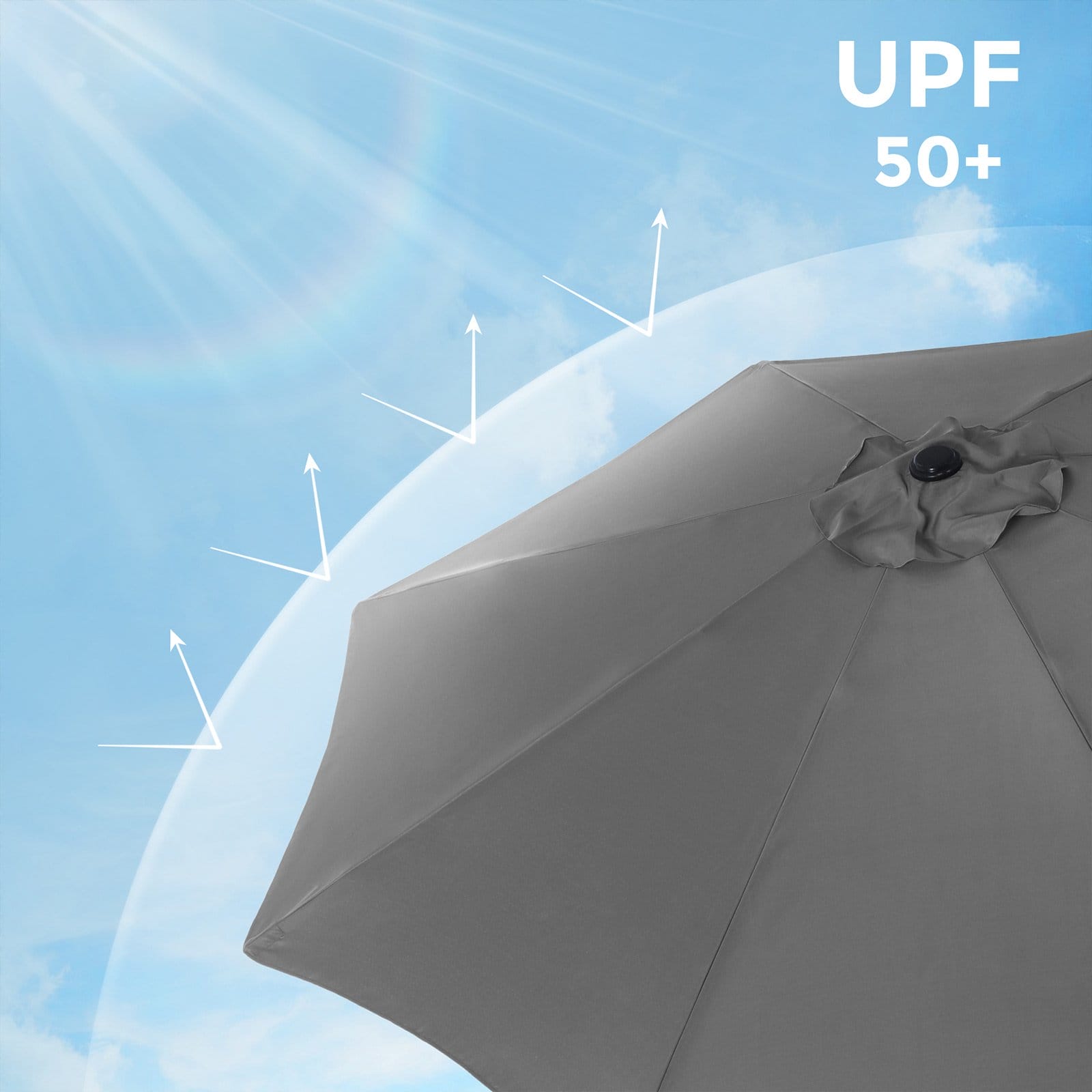SONGMICS 290 cm Garden Parasol Umbrella, UPF 50+, Sun Shade, 30° Tilt in 2 Directions, Crank Handle for Opening and Closing, for Outdoor Gardens Pool Balcony Patio, Base Not Included, Grey GPU30GYV1 4 SONGMICS 290 cm Garden Parasol Umbrella, UPF 50+, Sun Shade, 30° Tilt in 2 Directions, Crank Handle for Opening and Closing, for Outdoor Gardens Pool Balcony Patio, Base Not Included, Grey GPU30GYV1 - Billede 4