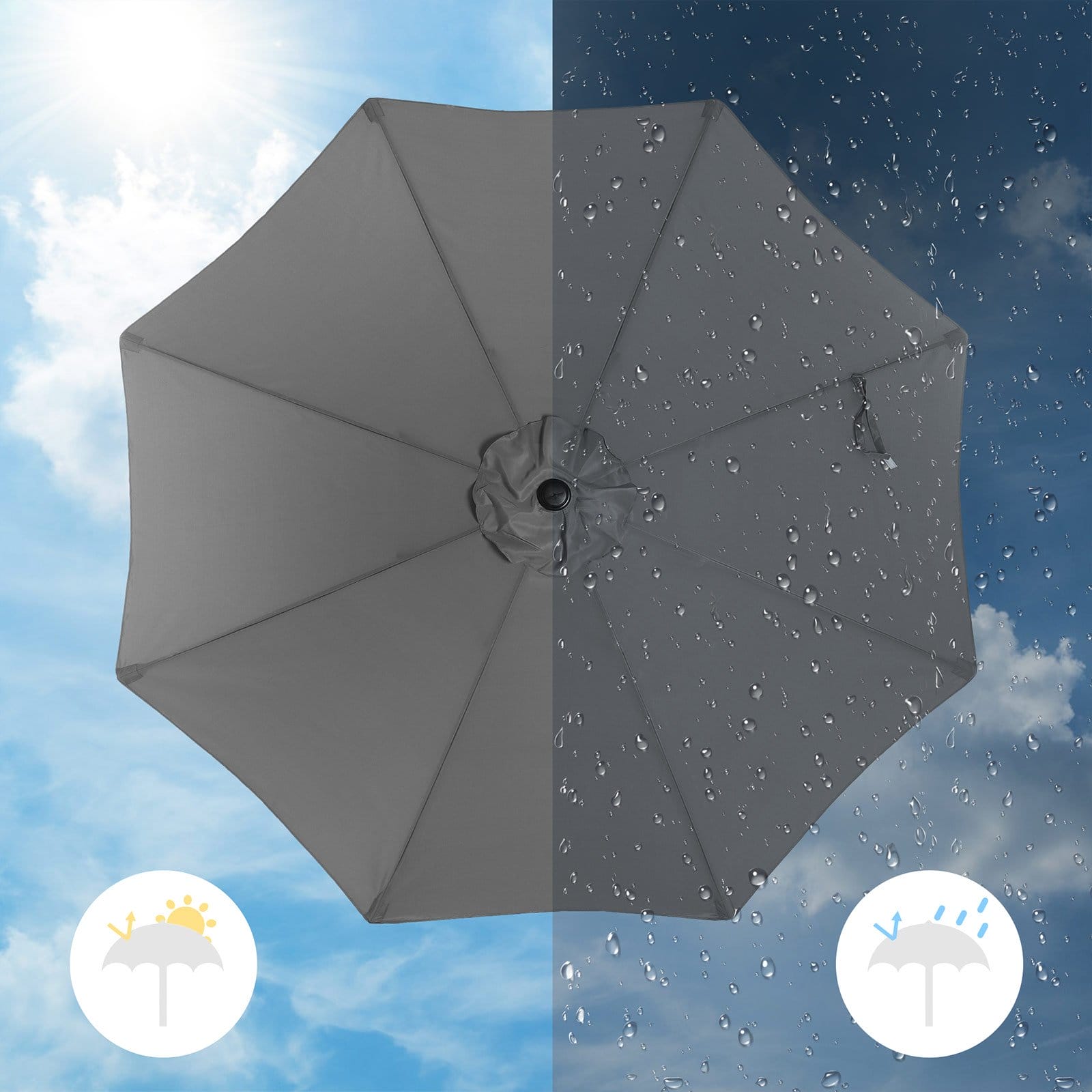SONGMICS 290 cm Garden Parasol Umbrella, UPF 50+, Sun Shade, 30° Tilt in 2 Directions, Crank Handle for Opening and Closing, for Outdoor Gardens Pool Balcony Patio, Base Not Included, Grey GPU30GYV1 5 SONGMICS 290 cm Garden Parasol Umbrella, UPF 50+, Sun Shade, 30° Tilt in 2 Directions, Crank Handle for Opening and Closing, for Outdoor Gardens Pool Balcony Patio, Base Not Included, Grey GPU30GYV1 - Billede 5