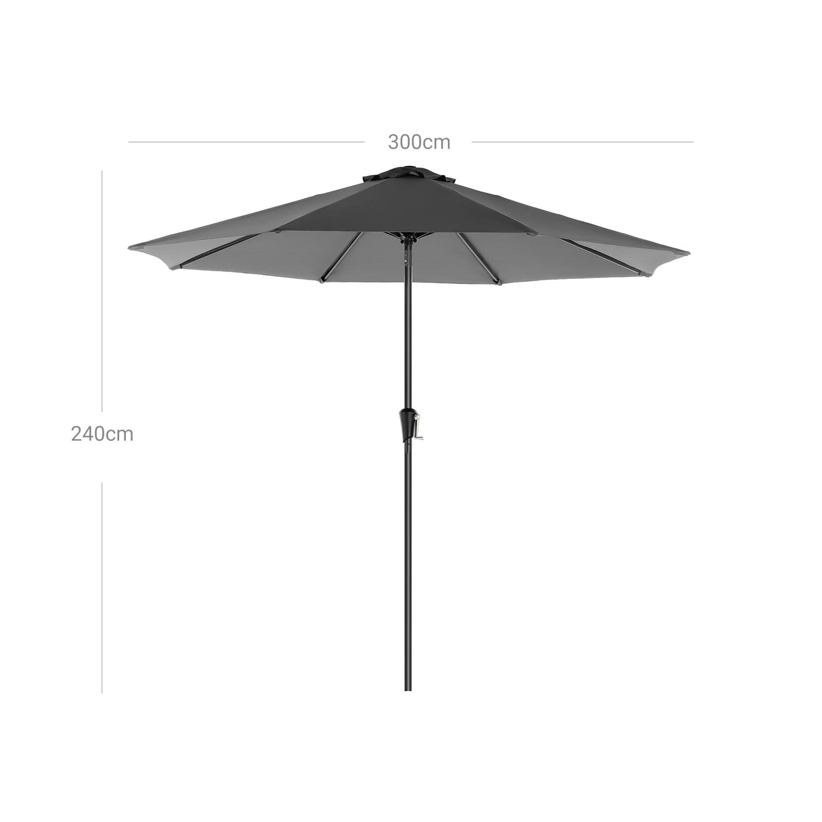 SONGMICS 290 cm Garden Parasol Umbrella, UPF 50+, Sun Shade, 30° Tilt in 2 Directions, Crank Handle for Opening and Closing, for Outdoor Gardens Pool Balcony Patio, Base Not Included, Grey GPU30GYV1 7 SONGMICS 290 cm Garden Parasol Umbrella, UPF 50+, Sun Shade, 30° Tilt in 2 Directions, Crank Handle for Opening and Closing, for Outdoor Gardens Pool Balcony Patio, Base Not Included, Grey GPU30GYV1 - Billede 7