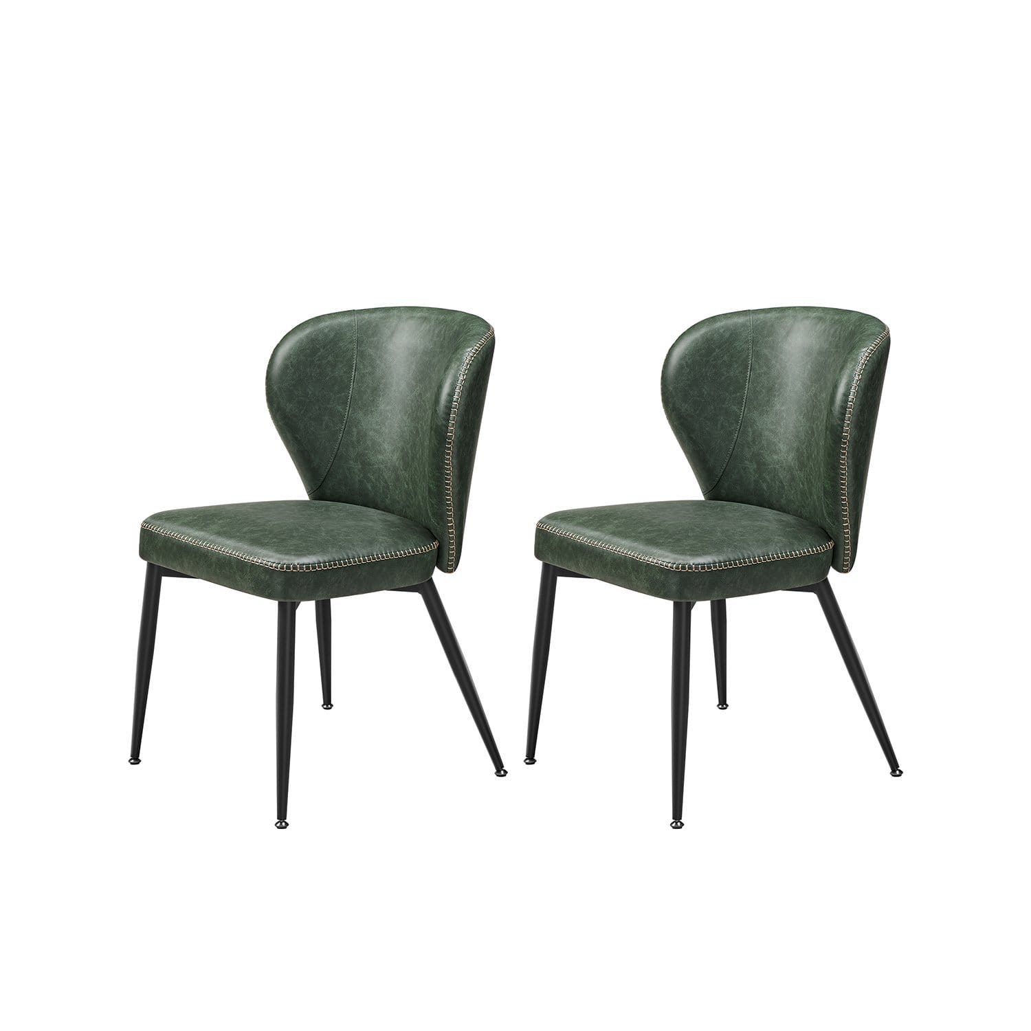 VASAGLE EKHO Collection - Dining Chair, Set of 2, Upholstered Kitchen Chair, PU with Stitching, Mid-Century Modern, Living Room, Reception Room, Restaurant, Forest Green LDC180C02 1 VASAGLE EKHO Collection - Dining Chair, Set of 2, Upholstered Kitchen Chair, PU with Stitching, Mid-Century Modern, Living Room, Reception Room, Restaurant, Forest Green LDC180C02