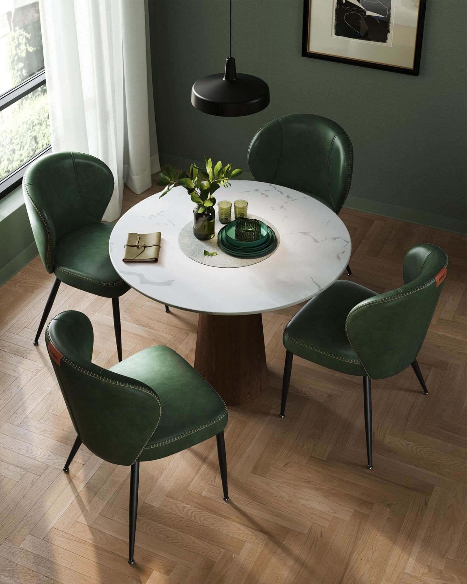 VASAGLE EKHO Collection - Dining Chair, Set of 2, Upholstered Kitchen Chair, PU with Stitching, Mid-Century Modern, Living Room, Reception Room, Restaurant, Forest Green LDC180C02 3 VASAGLE EKHO Collection - Dining Chair, Set of 2, Upholstered Kitchen Chair, PU with Stitching, Mid-Century Modern, Living Room, Reception Room, Restaurant, Forest Green LDC180C02 - Billede 3
