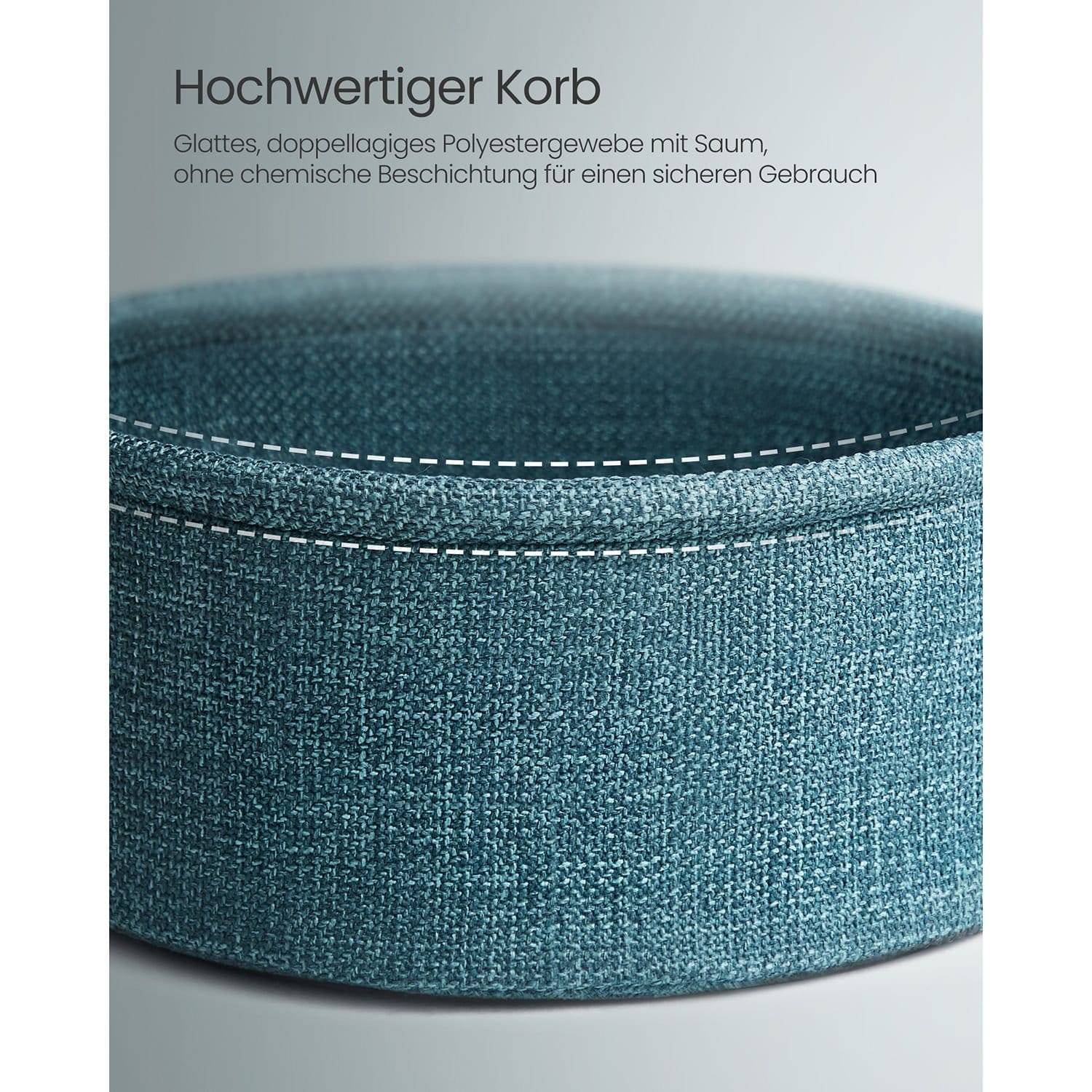 VASAGLE Side Table, Round End Table with Fabric Basket, Spacious, for Living Room Bedroom, Bedside Table, Modern Style, Black with Wood Grain and Dark Turquoise LET223B56 7 VASAGLE Side Table, Round End Table with Fabric Basket, Spacious, for Living Room Bedroom, Bedside Table, Modern Style, Black with Wood Grain and Dark Turquoise LET223B56 - Billede 7