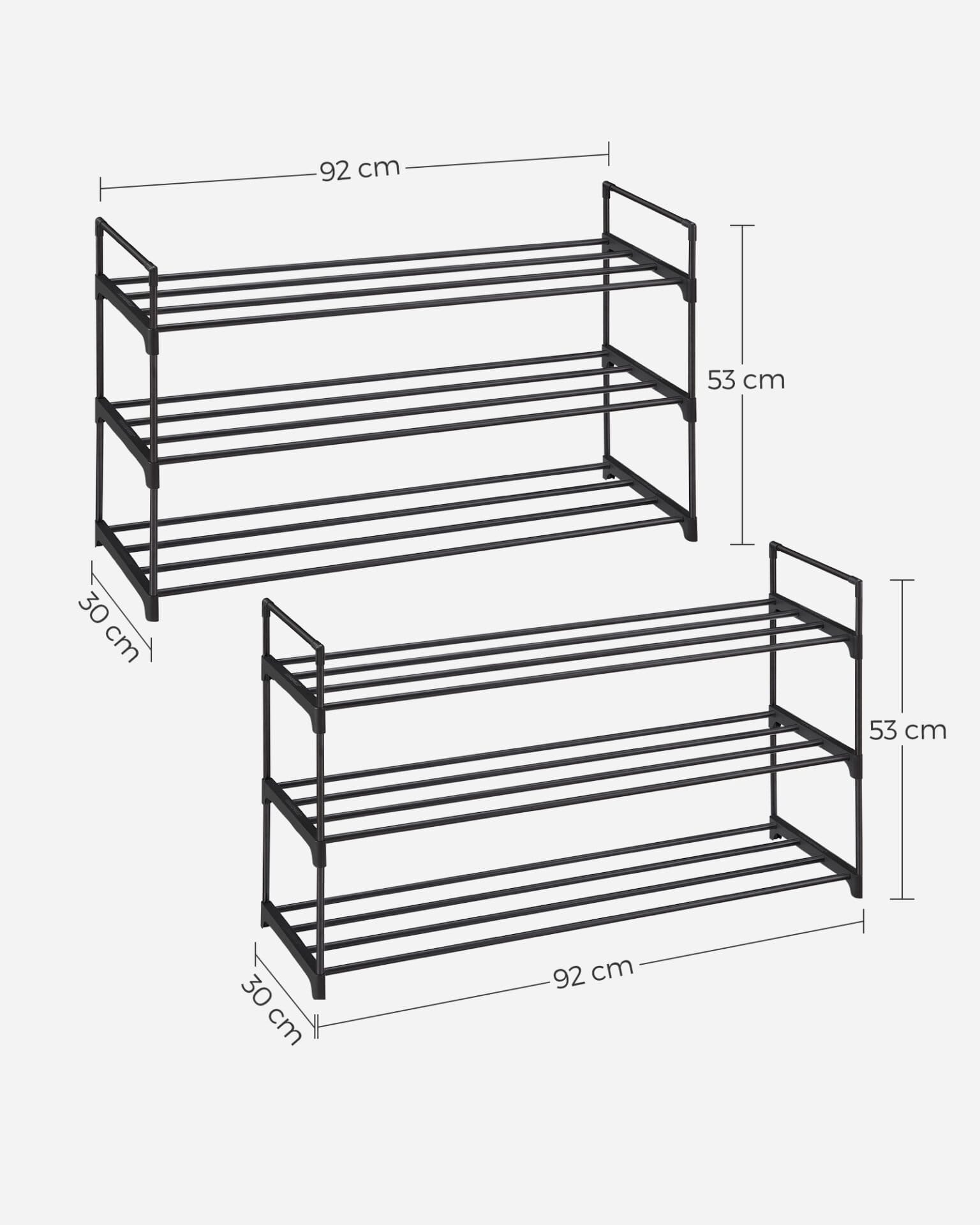 3-lags skoreol, sæt, til 12-15 par sko pr. enhed, stabelbar, 30 x 92 x 54 cm 7 3-lags skoreol, sæt, til 12-15 par sko pr. enhed, stabelbar, 30 x 92 x 54 cm - Billede 7