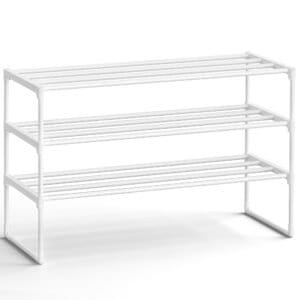3-lags skohylde, metalopbevaringshylde, 30 x 92 x 55 cm, perlehvid