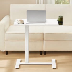Oversengsbord med hjul, mobilt stående computerbord, 70 x 40 cm bordplade, Cloud White