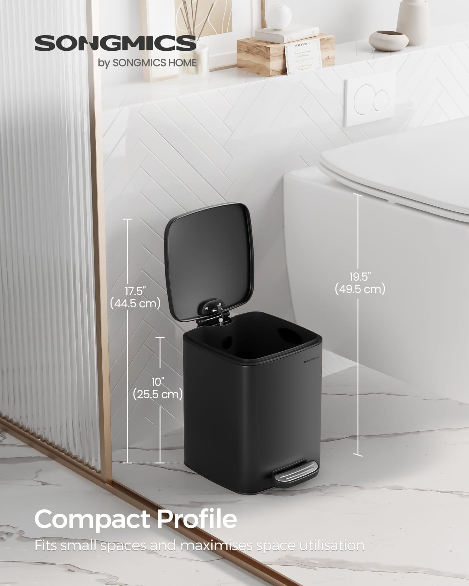 Skraldespand, Køkkenspand, Stålpedal, Med Indvendig Spand, Soft Close, 6 L, Sort 2 Skraldespand, Køkkenspand, Stålpedal, Med Indvendig Spand, Soft Close, 6 L, Sort - Billede 2
