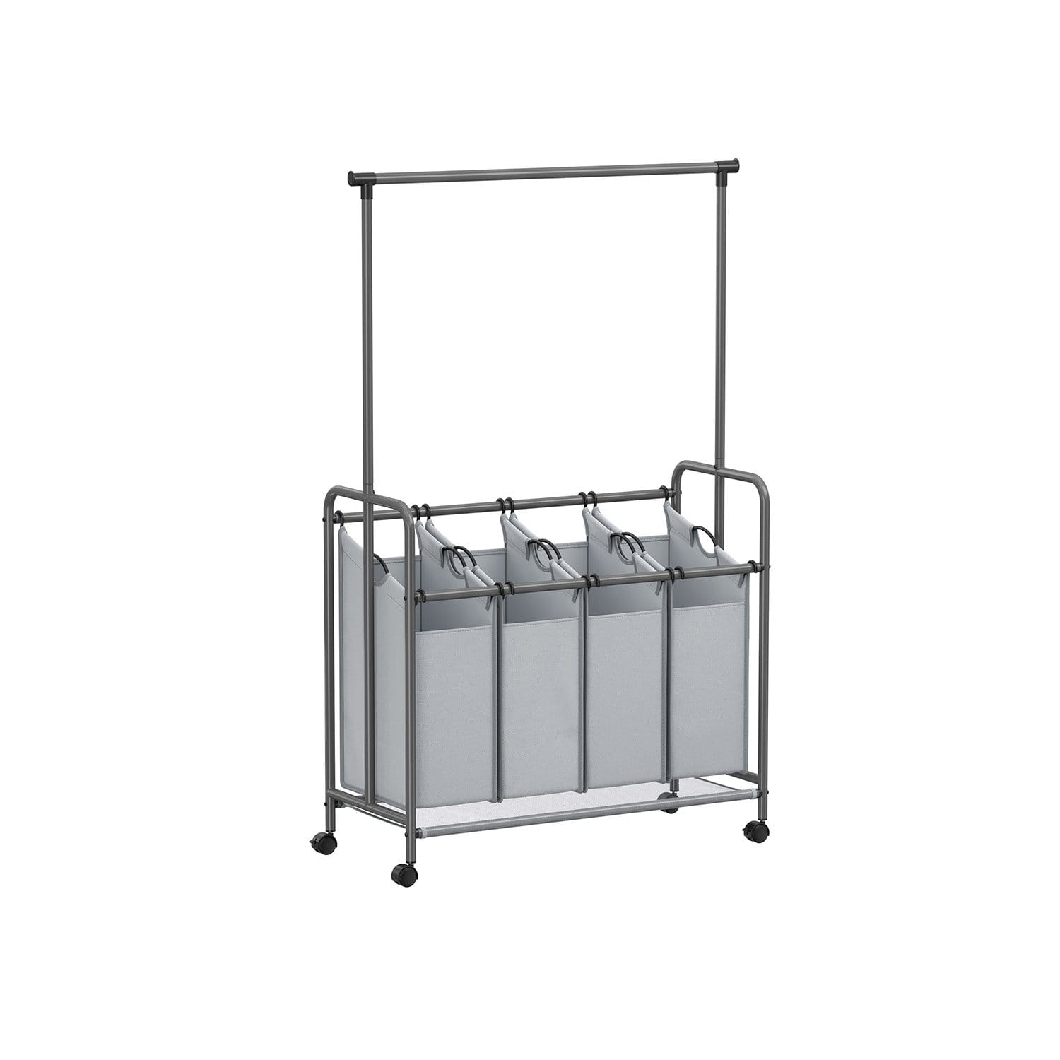 SONGMICS 4-Section Laundry Sorter, Rolling Laundry Hamper with Hanging Bar, Heavy-Duty Laundry Basket, Lockable Wheels Hampers for Laundry, 4 x 13.2 Gal., Gray RLS44GS 1 SONGMICS 4-Section Laundry Sorter, Rolling Laundry Hamper with Hanging Bar, Heavy-Duty Laundry Basket, Lockable Wheels Hampers for Laundry, 4 x 13.2 Gal., Gray RLS44GS