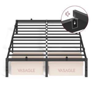 Sengestel 140 x 190 med metalbund, metalstel, opbevaringsplads nedenunder, blæksort