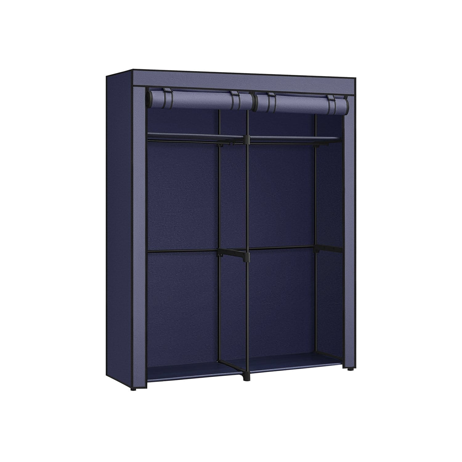 SONGMICS Bedroom Wardrobe, Wardrobe with 2 Clothes Rails, Clothes Rack, Fabric Cover, Coat Rack, Foldable, for Dressing Room, Bedroom, 43 x 140 x 174 cm, Dark Blue RYG002I02 1 SONGMICS Bedroom Wardrobe, Wardrobe with 2 Clothes Rails, Clothes Rack, Fabric Cover, Coat Rack, Foldable, for Dressing Room, Bedroom, 43 x 140 x 174 cm, Dark Blue RYG002I02