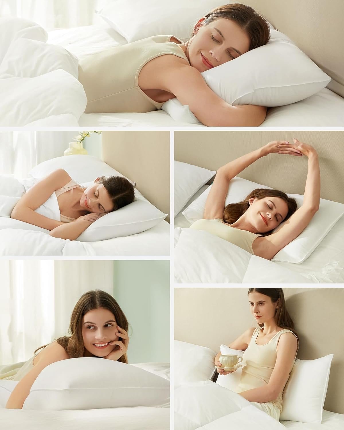 SONGMICS Pillows 40 x 80 cm, Set of 2, 800 g Filling, Soft Brushed Polyester Fabric Surface, Pillow, Machine Washable at 60°, with Storage Bag, Cloud White TBP001W02 5 SONGMICS Pillows 40 x 80 cm, Set of 2, 800 g Filling, Soft Brushed Polyester Fabric Surface, Pillow, Machine Washable at 60°, with Storage Bag, Cloud White TBP001W02 - Billede 5