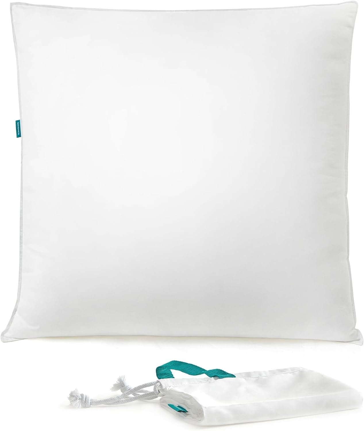 SONGMICS Pillow, 80 x 80 cm, Filling 1500 g, Soft Cover in Brushed Polyester Fabric, Cushion, Machine Washable at 60°, with Storage Bag, Cloud White TBP002W01 1 SONGMICS Pillow, 80 x 80 cm, Filling 1500 g, Soft Cover in Brushed Polyester Fabric, Cushion, Machine Washable at 60°, with Storage Bag, Cloud White TBP002W01