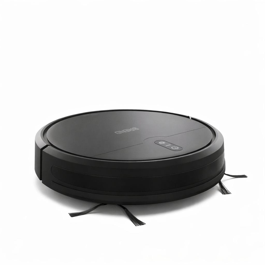 Kompakt robotstøvsuger med kost- og sugefunktion - 80 min driftstid - Automatisk opladning - Fjernbetjening – BREND BR-2251 1 Kompakt robotstøvsuger med kost- og sugefunktion - 80 min driftstid - Automatisk opladning - Fjernbetjening – BREND BR-2251