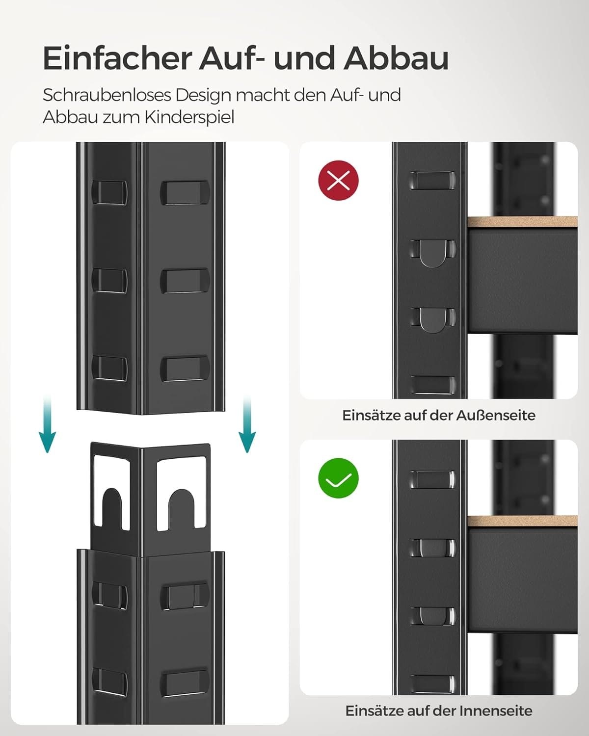 Robust reol, sæt med 2, kælderreol, 40 x 80 x 160 cm, sort 6 Robust reol, sæt med 2, kælderreol, 40 x 80 x 160 cm, sort - Billede 6