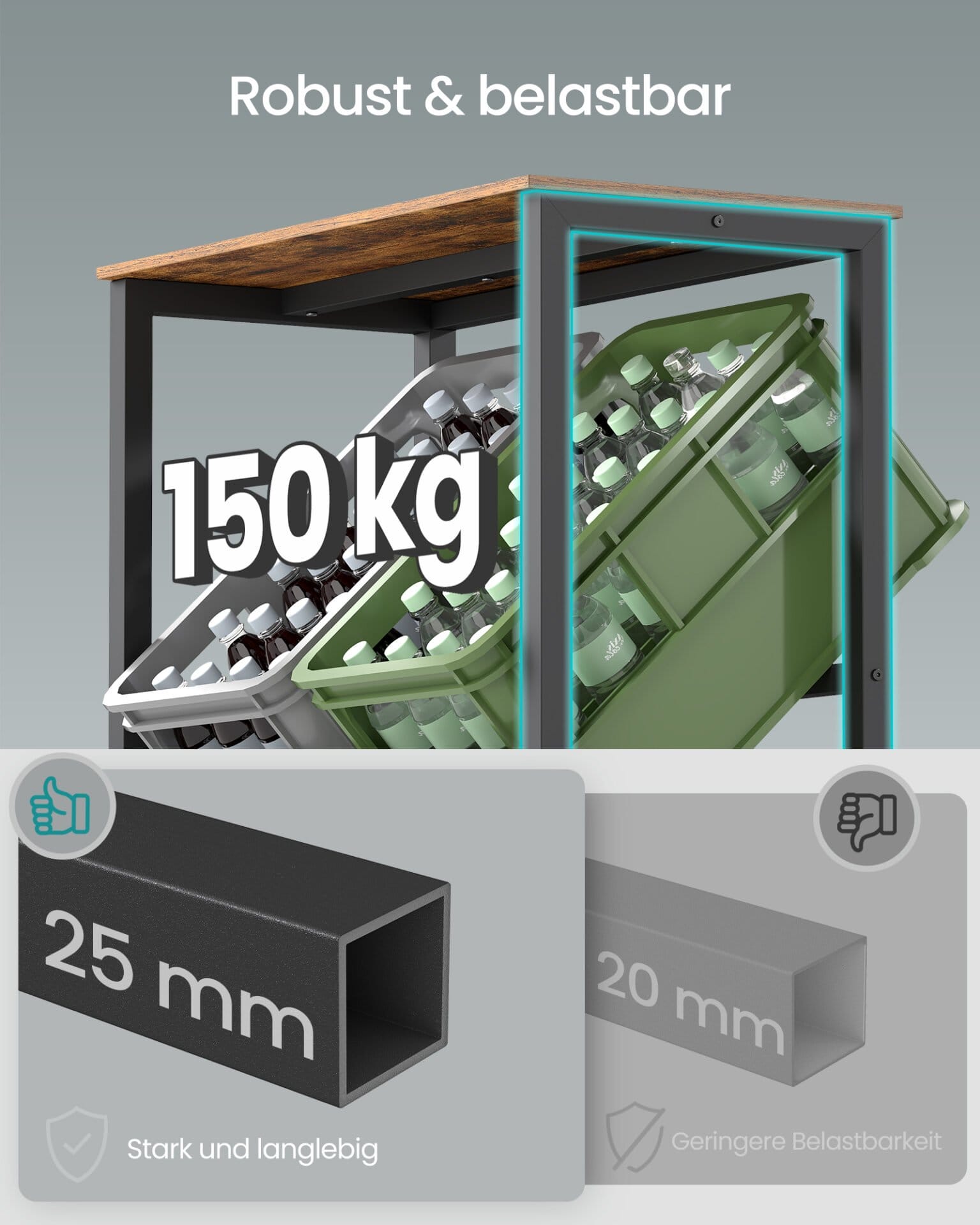 SONGMICS Beverage Crate Rack 2 Tier 4 Crate Storage Rack Each Tier Load 150kg Steel Drinks Rack Kitchen Living Room Garage Vintage Brown Ink Black BSC373K01 2 SONGMICS Beverage Crate Rack 2 Tier 4 Crate Storage Rack Each Tier Load 150kg Steel Drinks Rack Kitchen Living Room Garage Vintage Brown Ink Black BSC373K01 - Billede 2