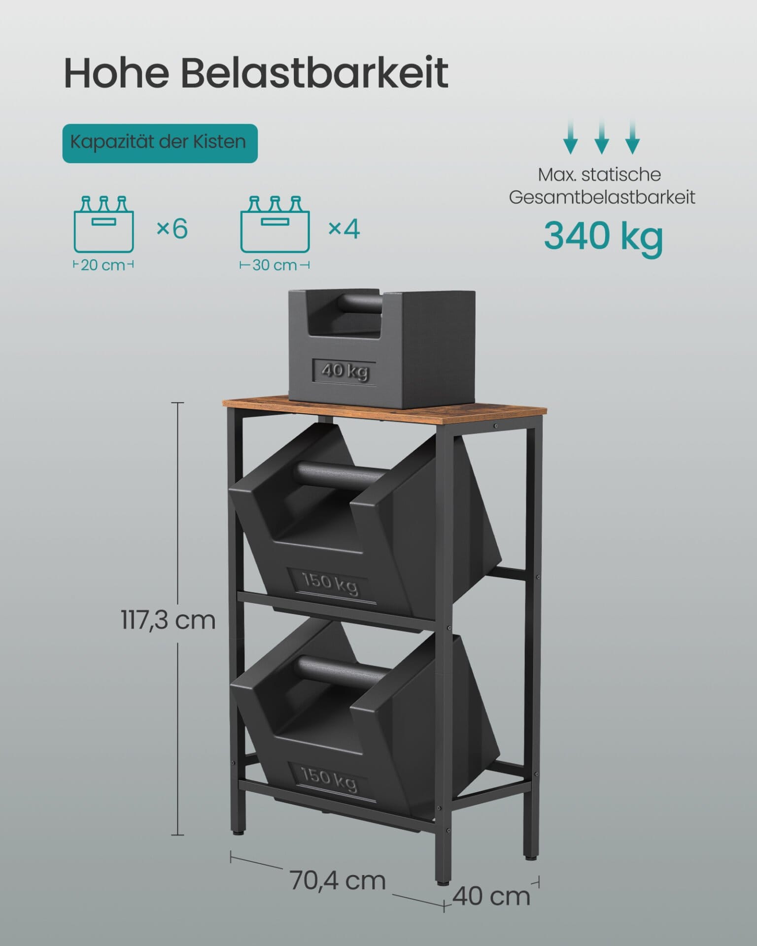 SONGMICS Beverage Crate Rack 2 Tier 4 Crate Storage Rack Each Tier Load 150kg Steel Drinks Rack Kitchen Living Room Garage Vintage Brown Ink Black BSC373K01 4 SONGMICS Beverage Crate Rack 2 Tier 4 Crate Storage Rack Each Tier Load 150kg Steel Drinks Rack Kitchen Living Room Garage Vintage Brown Ink Black BSC373K01 - Billede 4